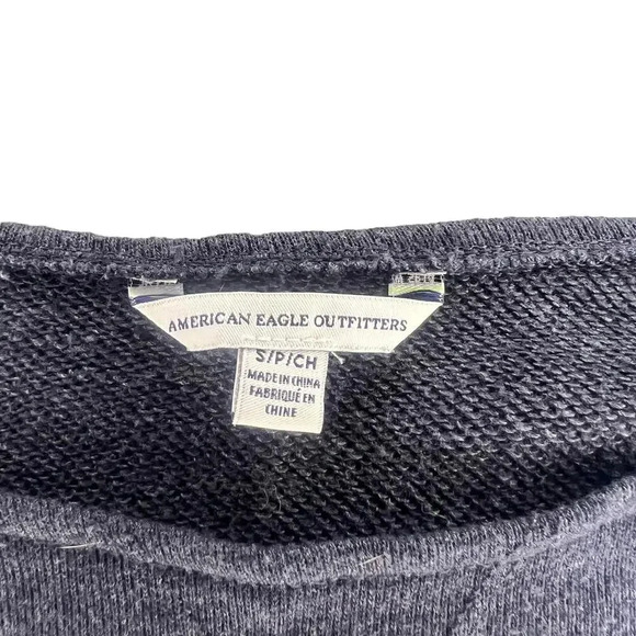 American Eagle Womens Small Gray Floral Embroidered Bell Sleeve Pullover Sweater - Picture 3 of 4